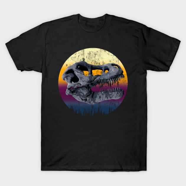 Tyrannosaurus Rex Skull In A Beautiful Sunset T-Shirt by MerlinArt